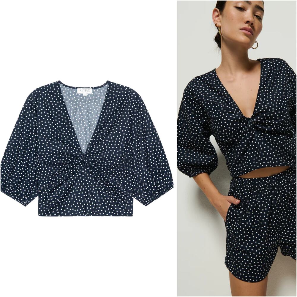 NATION LTD Los Angeles Celeste Blouse in Cabana Polka Dot XL